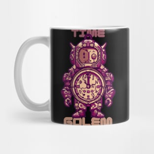 Time Golem, Funny Surreal Steampunk Alarm Clock Robot Mug